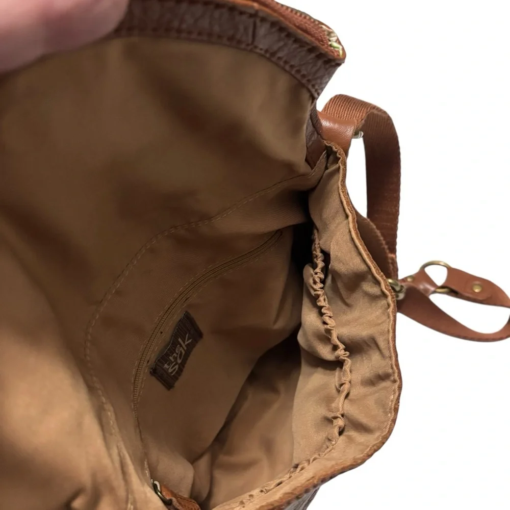 The Sak Brown Leather Crossbody Shoulder Bag Beautiful Cognac Pebbled Leather - Picture 5 of 15